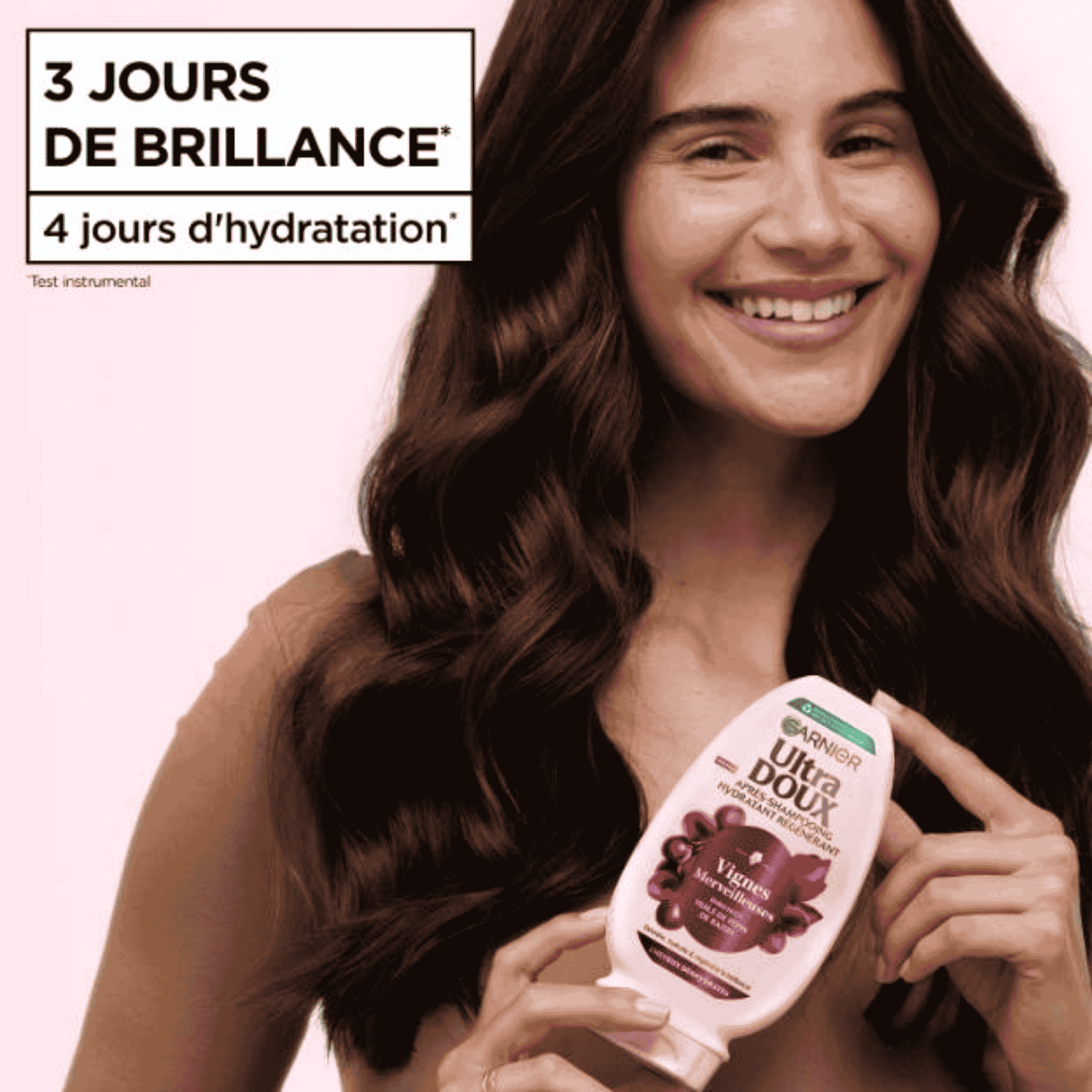 Soin après-shampooing Garnier Ultra Doux pour hydrater, démêler et faire briller les cheveux déshydratés