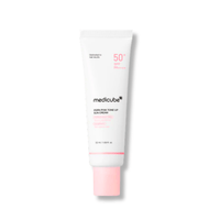Boîte de Medicube PDRN Pink Tone Up Sun Cream SPF50+ PA++++ avec design blanc et rose élégant