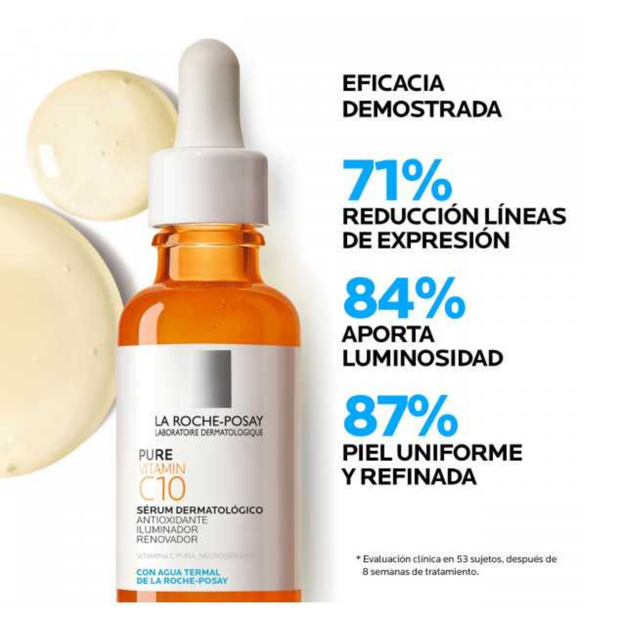 Vitamine C La Roche-Posay pour le visage, sérum anti-âge à 10 % de vitamine C pure adapté aux peaux sensibles.