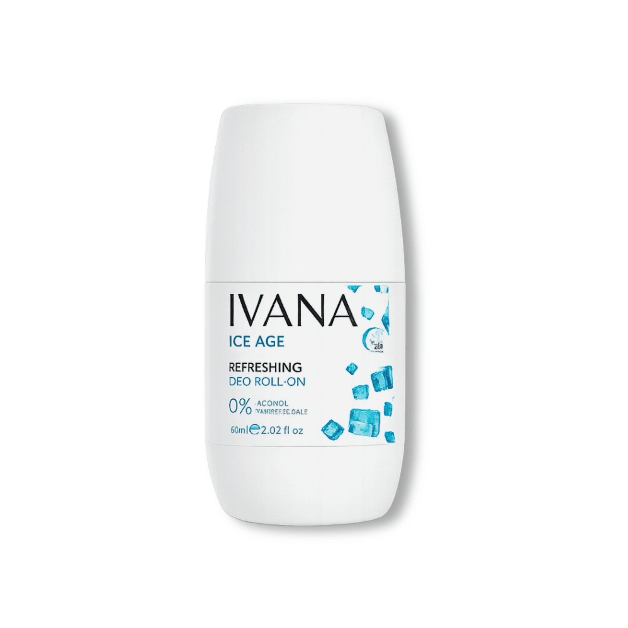 Déodorant IVANA Ice Age Roll-On 60ml sans alcool, fraîcheur intense et protection anti-odeurs jusqu'à 48 heures.