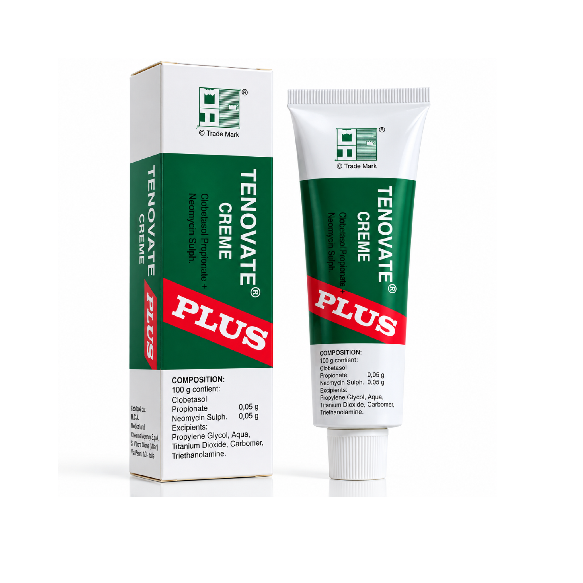 TENOVATE PLUS crème 30g – emballage et composition clobétasol néomycine